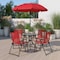 Flash Furniture 6 PC Red Umbrella Table Set with Folding Chairs GM-202012-RD-GG - alternate 1